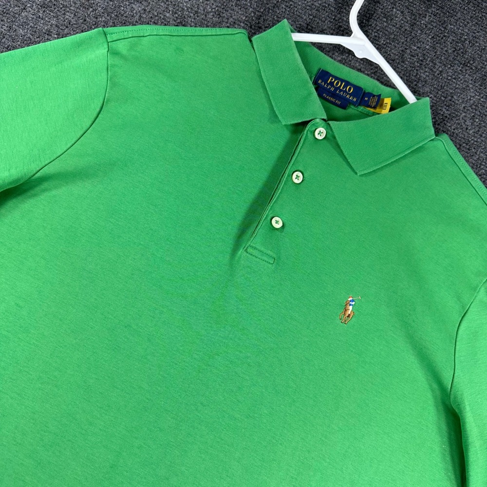 Polo Ralph Lauren Polo Shirt Mens M Medium Green Classic Fit Short Sleeve‎ Pony